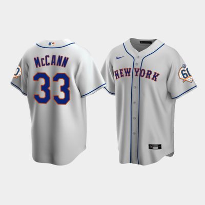 Men New York Mets James McCann 60th Anniversary Replica Gray Jersey