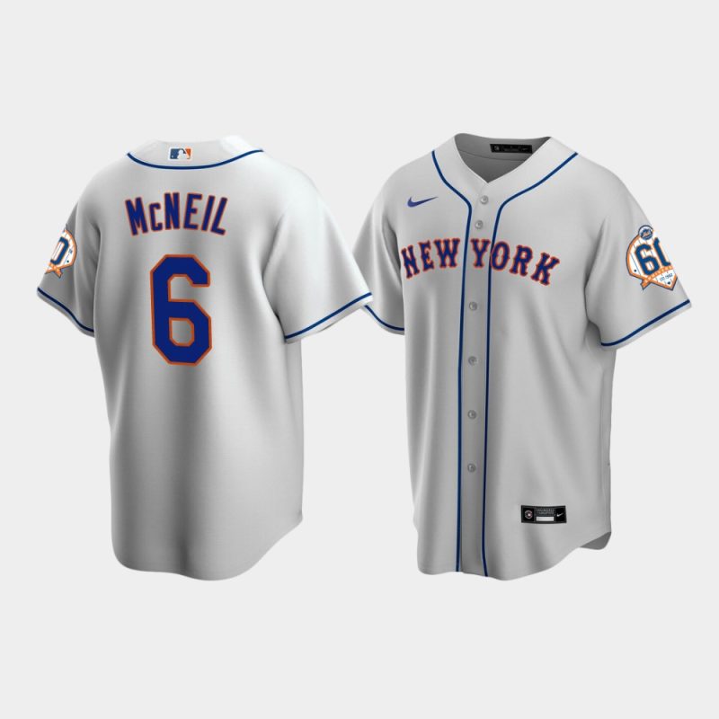 Men New York Mets Jeff McNeil 60th Anniversary Replica Gray Jersey