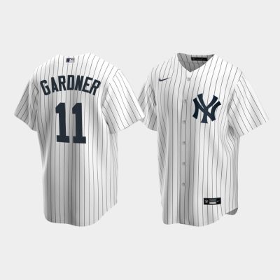 Men New York Yankees #11 Brett Gardner White Replica Home Jersey
