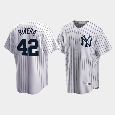 Men New York Yankees #42 Mariano Rivera Cooperstown Collection Home White Jersey