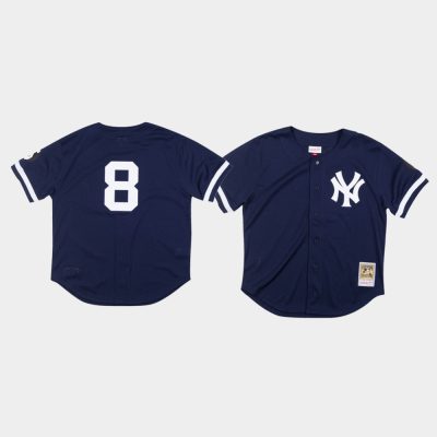 Men New York Yankees #8 Yogi Berra Navy 1999 BP Mesh Jersey