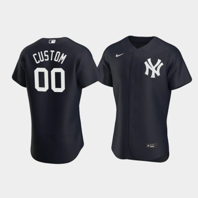 Men New York Yankees Custom Alternate Black Jersey