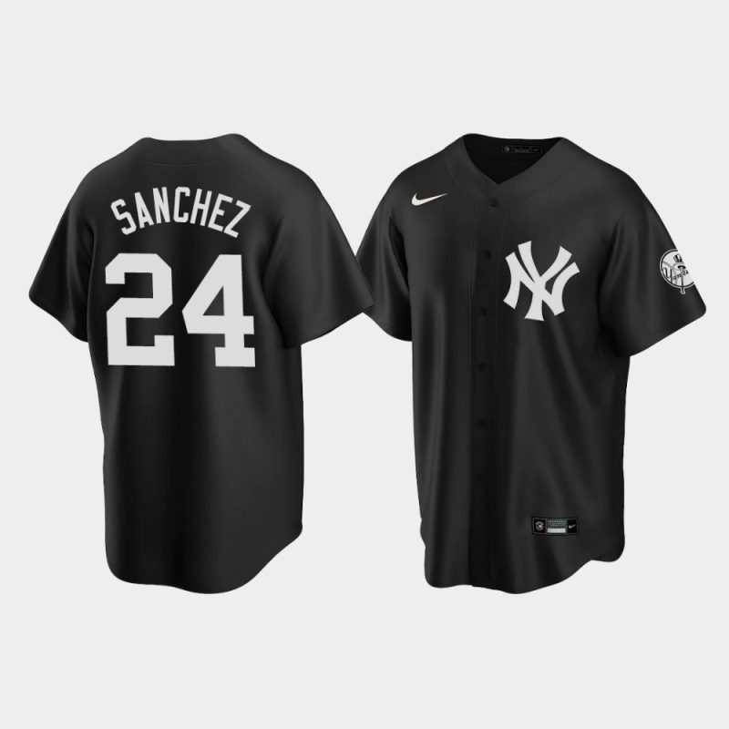 Men New York Yankees Gary Sanchez Replica Fashion Black Jersey