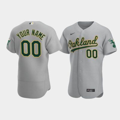 Men Oakland Athletics #00 Custom Gray Road Jersey