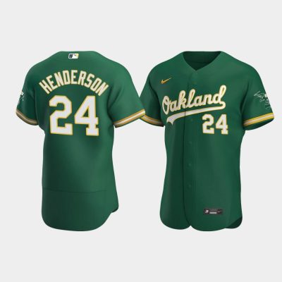 Men Oakland Athletics #24 Rickey Henderson Kelly Green 2020 Alternate Jersey