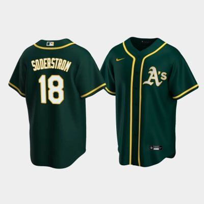 Men Oakland Athletics Tyler Soderstrom #18 Green 2020 MLB Draft Alternate Replica Jersey