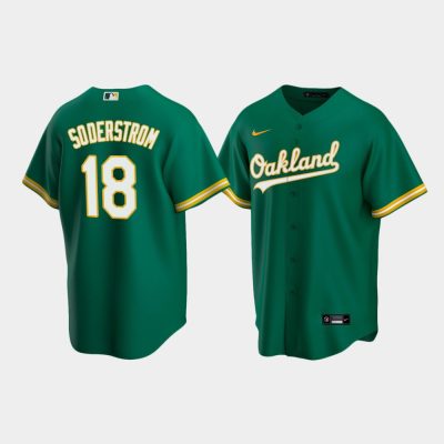 Men Oakland Athletics Tyler Soderstrom #18 Green 2020 MLB Draft Alternate Replica Team Jersey