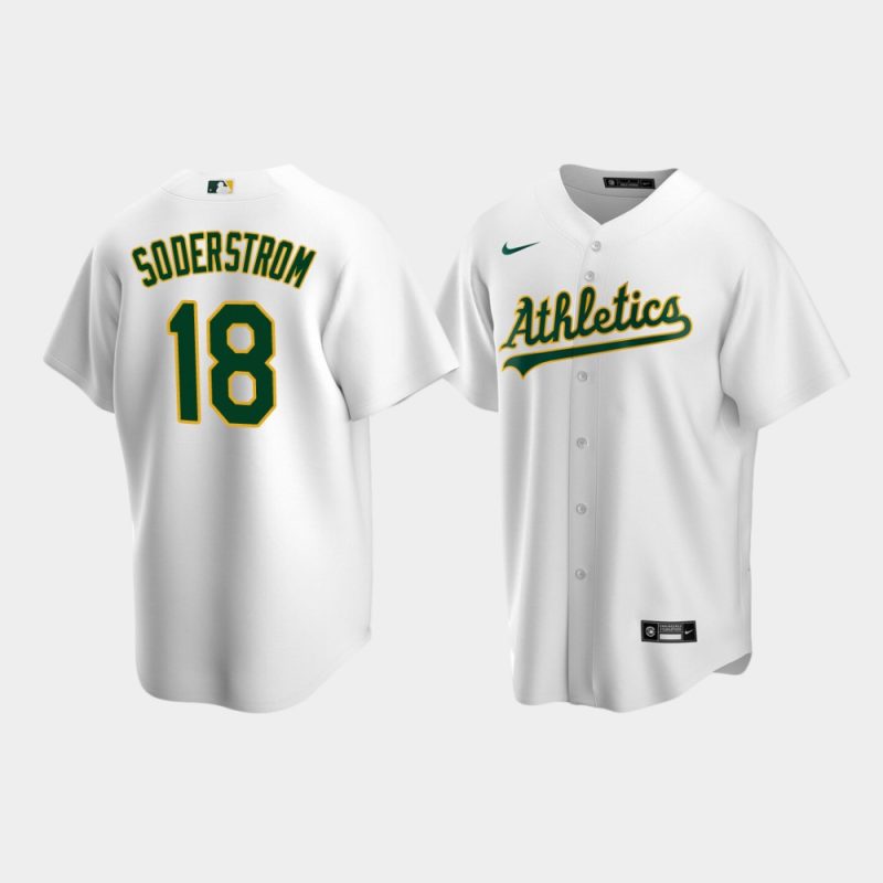 Men Oakland Athletics Tyler Soderstrom #18 White 2020 MLB Draft Home Replica Jersey