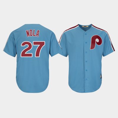 Men Philadelphia Phillies Aaron Nola #27 Light Blue Cooperstown Cool Base  Jersey – The Beauty You Need To See