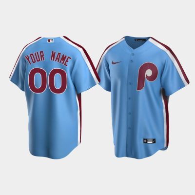 Men Philadelphia Phillies Custom #00 Light Blue Cooperstown Collection Road Jersey