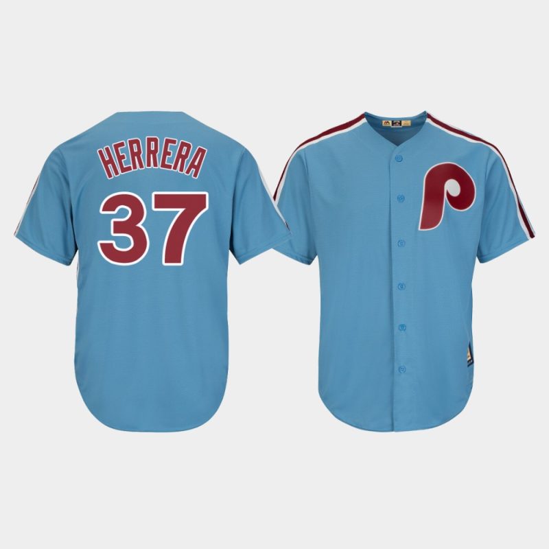 Men Philadelphia Phillies Odubel Herrera #37 Light Blue Cooperstown Cool Base Jersey