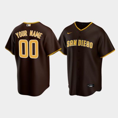 Men San Diego Padres #00 Custom Brown 2020 Replica Road Jersey
