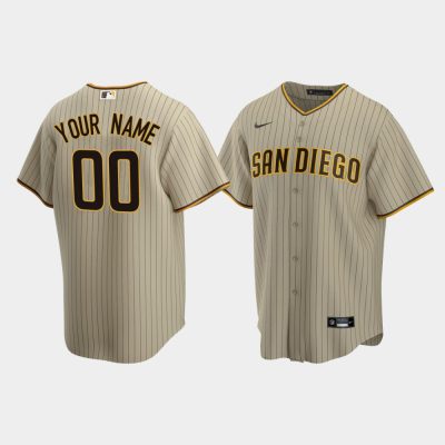 Men San Diego Padres #00 Custom Sand Brown 2020 Replica Alternate Jersey
