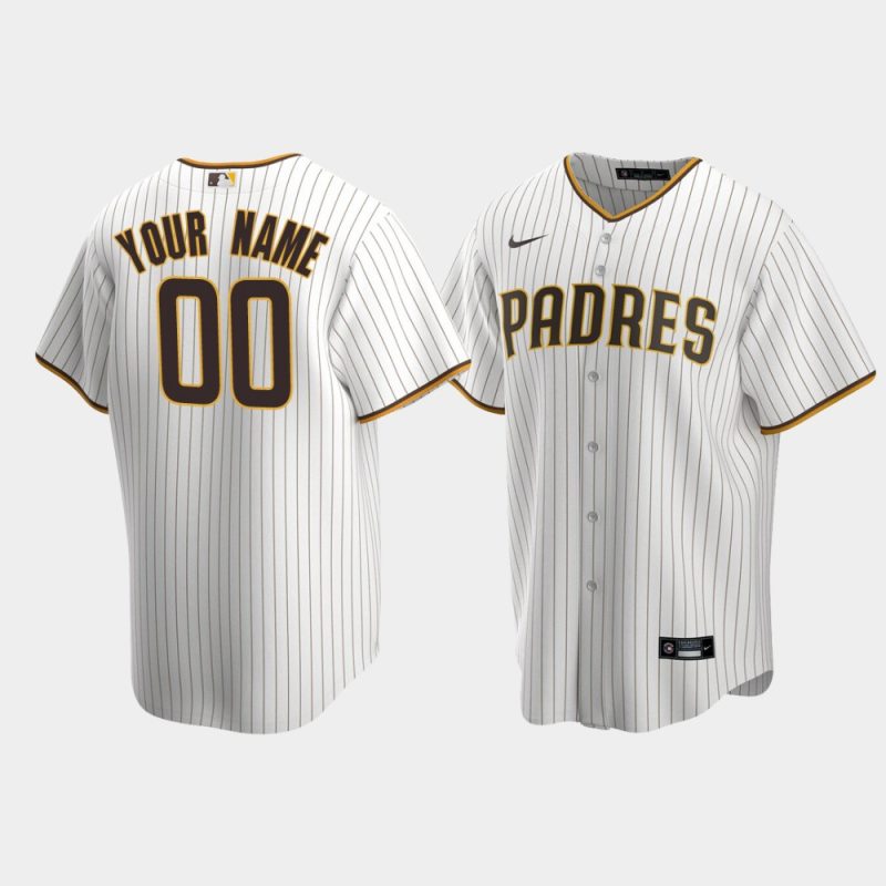 Men San Diego Padres #00 Custom White Brown Replica Home Jersey