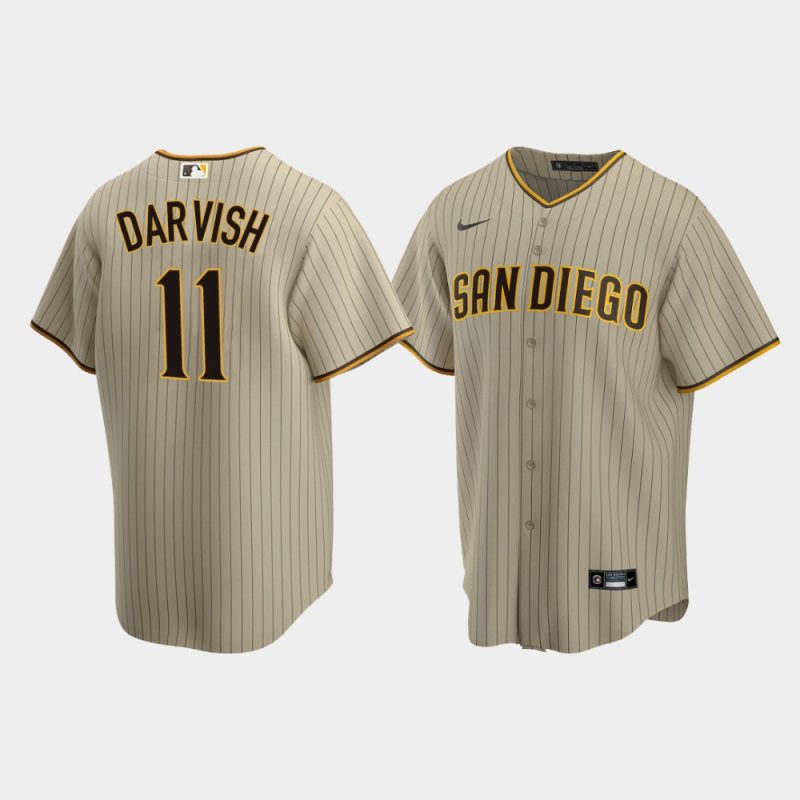 Men San Diego Padres #11 Yu Darvish Sand Brown Replica Trade Alternate Jersey