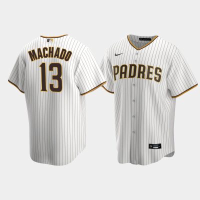 Men San Diego Padres #13 Manny Machado White Brown Replica Home Jersey