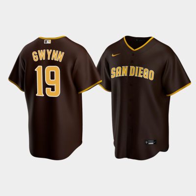 Men San Diego Padres #19 Tony Gwynn Brown 2020 Replica Road Jersey