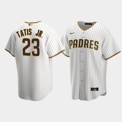 Men San Diego Padres #23 Fernando Tatis Jr. White Brown Replica Home Jersey