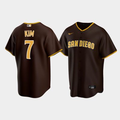 Men San Diego Padres #7 Ha-Seong Kim Brown Replica Trade Road Jersey