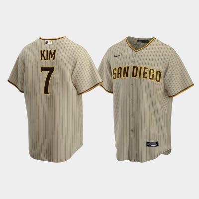 Men San Diego Padres #7 Ha-Seong Kim Sand Brown Replica Trade Alternate Jersey