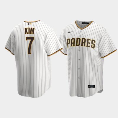 Men San Diego Padres #7 Ha-Seong Kim White Brown Replica Trade Home Jersey