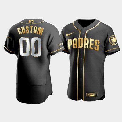Men San Diego Padres Custom #00 Black Golden Edition Jersey