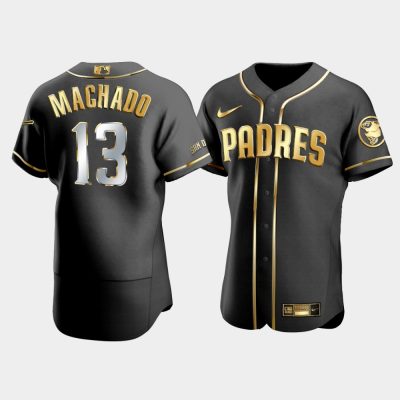 Men San Diego Padres Manny Machado #13 Black Golden Edition Jersey