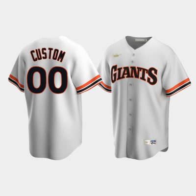 Men San Francisco Giants #00 Custom Cooperstown Collection Home White Jersey