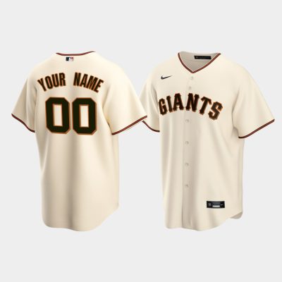 Men San Francisco Giants #00 Custom Cream Replica Home Jersey