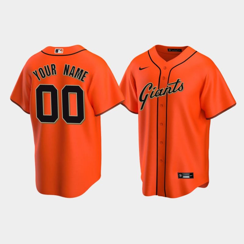 Men San Francisco Giants #00 Custom Orange 2020 Replica Alternate Jersey
