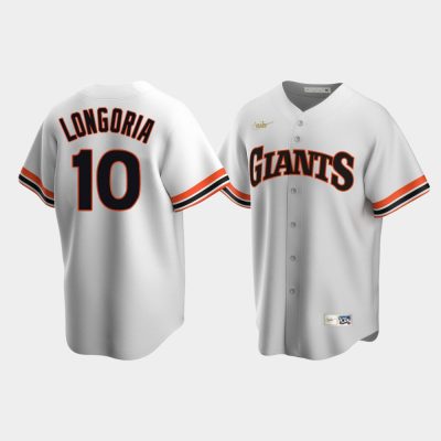 Men San Francisco Giants #10 Evan Longoria Cooperstown Collection Home White Jersey