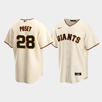 Men San Francisco Giants #28 Buster Posey Cream Replica Home Jersey