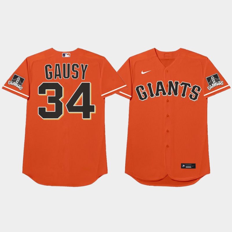 Men San Francisco Giants #34 Kevin Gausman 2021 MLB Players Weekend Nickname Orange Jersey