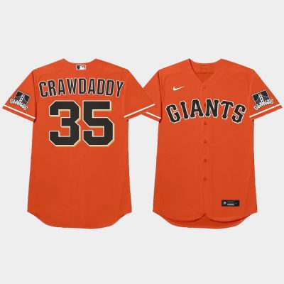 Men San Francisco Giants #35 Brandon Crawford 2021 MLB Players Weekend Nickname Orange Jersey