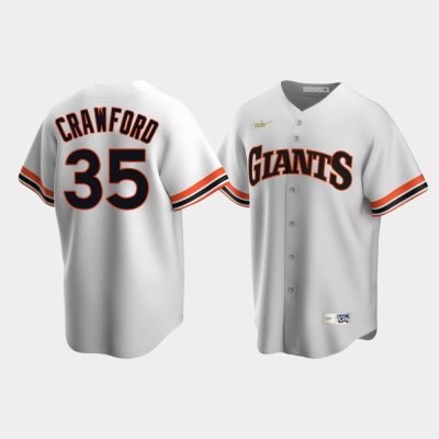 Men San Francisco Giants #35 Brandon Crawford Cooperstown Collection Home White Jersey