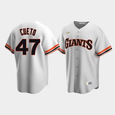 Men San Francisco Giants #47 Johnny Cueto Cooperstown Collection Home White Jersey