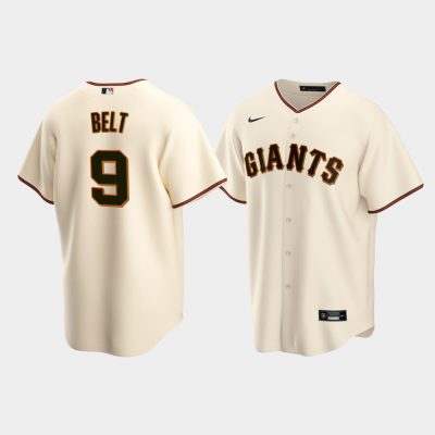 Men San Francisco Giants #9 Brandon Belt Cream Replica Home Jersey