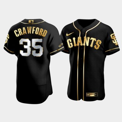 Men San Francisco Giants Brandon Crawford #35 Black Golden Edition Jersey