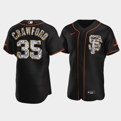 Men San Francisco Giants Brandon Crawford Black Jersey - Diamond Edition