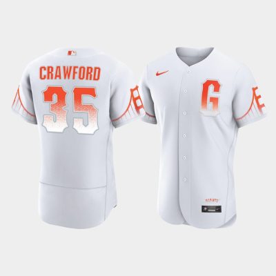 Men San Francisco Giants Brandon Crawford White 2021 City Connect Jersey