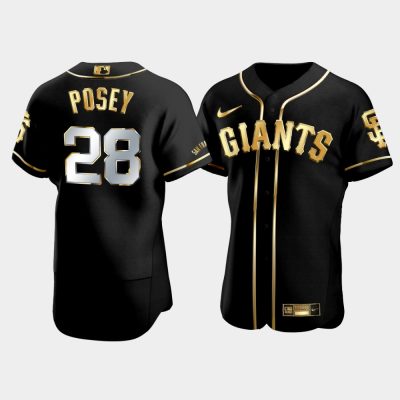 Men San Francisco Giants Buster Posey #28 Black Golden Edition Jersey