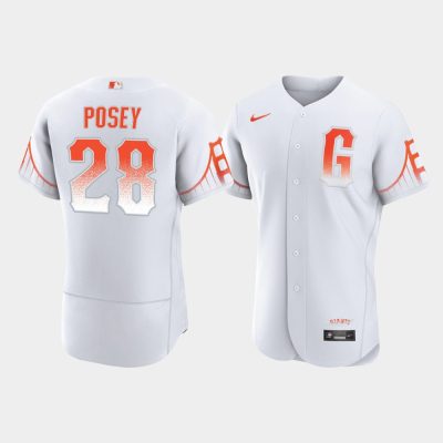 Men San Francisco Giants Buster Posey White 2021 City Connect Jersey