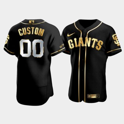 Men San Francisco Giants Custom #00 Black Golden Edition Jersey