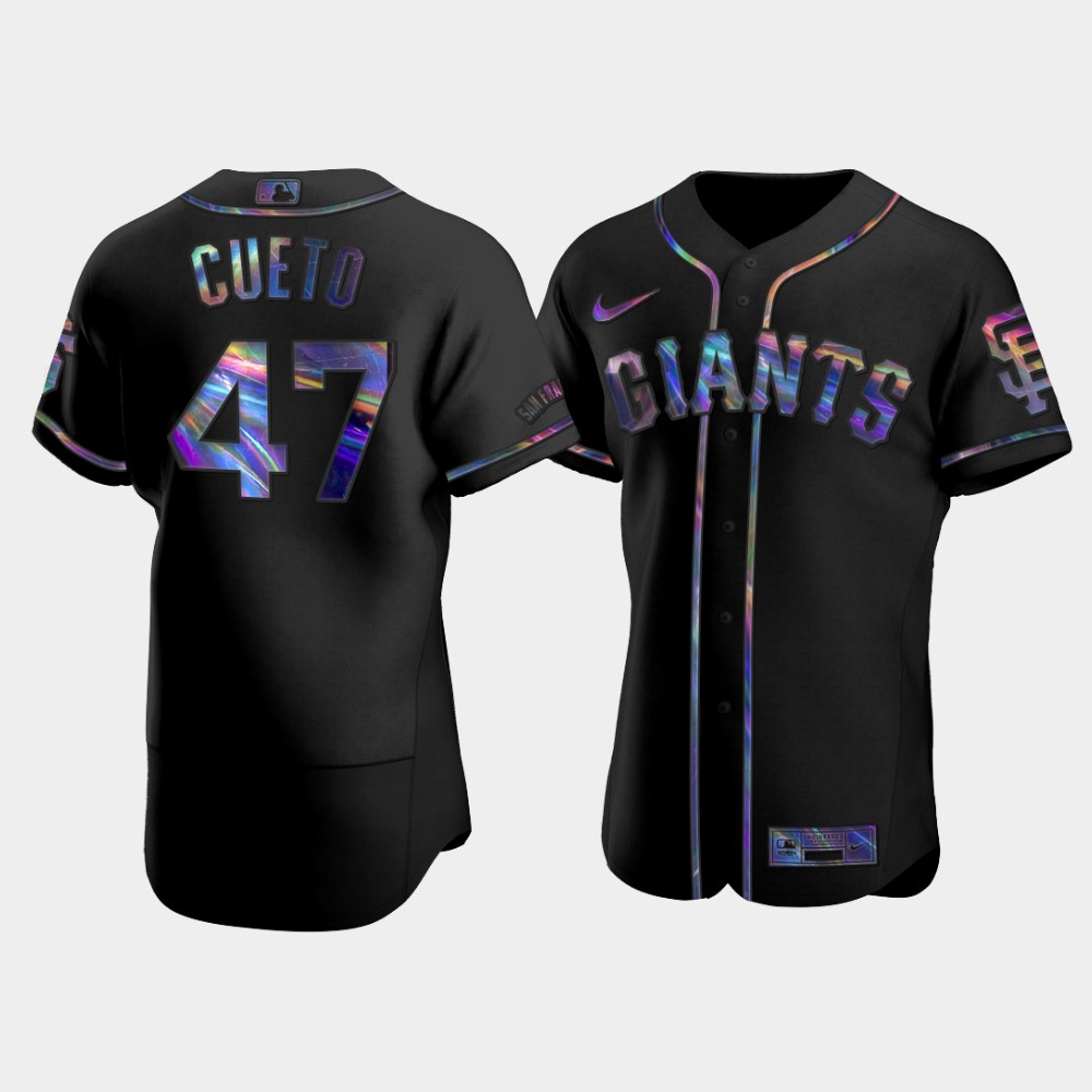 Men San Francisco Giants Johnny Cueto Black Iridescent Logo Holographic ...