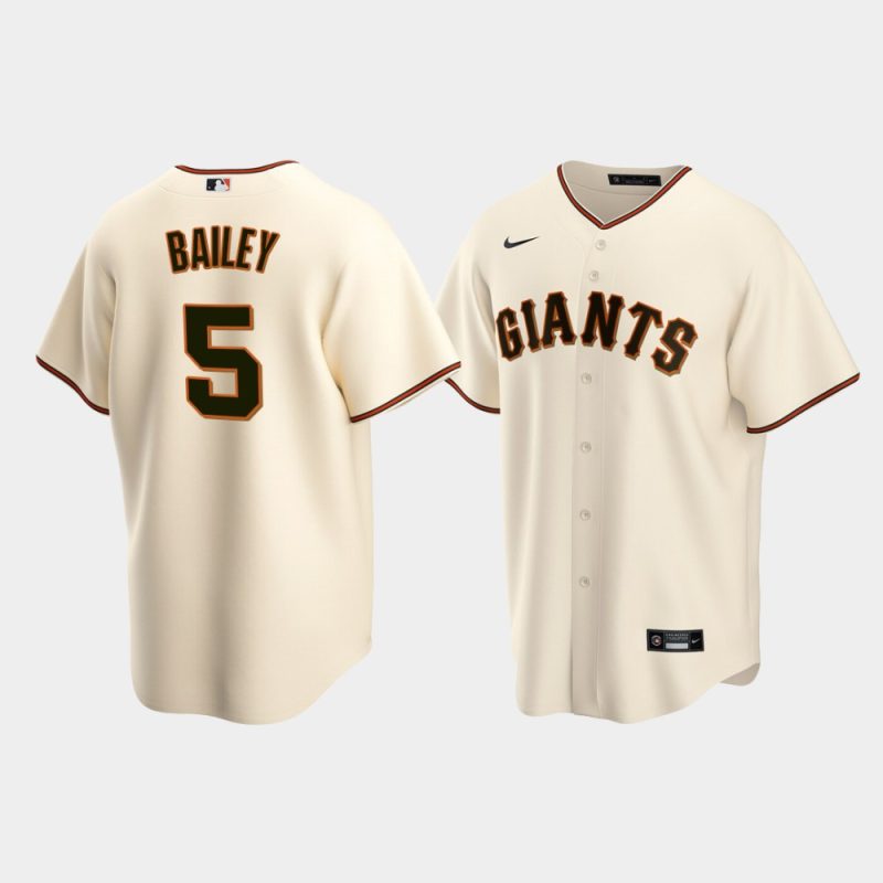 Men San Francisco Giants Patrick Bailey #5 Cream 2020 MLB Draft Home Replica Jersey