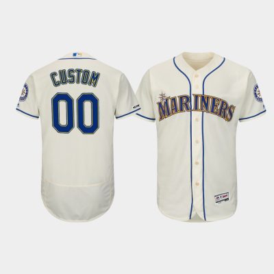Men Seattle Mariners #00 Custom Cream Flex Base Collection Player Jersey