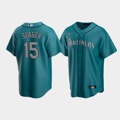 Men Seattle Mariners #15 Kyle Seager Aqua Replica Alternate Jersey