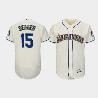Men Seattle Mariners #15 Kyle Seager Cream Flex Base Collection Player Jersey
