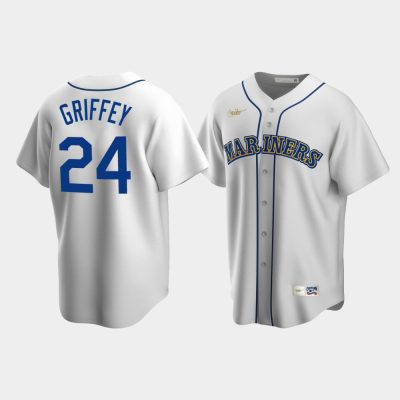 Men Seattle Mariners #24 Ken Griffey Jr. Cooperstown Collection Home White Jersey