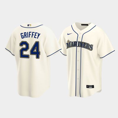 Men Seattle Mariners #24 Ken Griffey Jr. Cream Replica Alternate Jersey